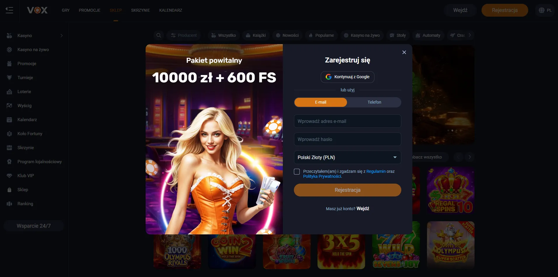 Casino Vox rejestracja – bonusy i promocje