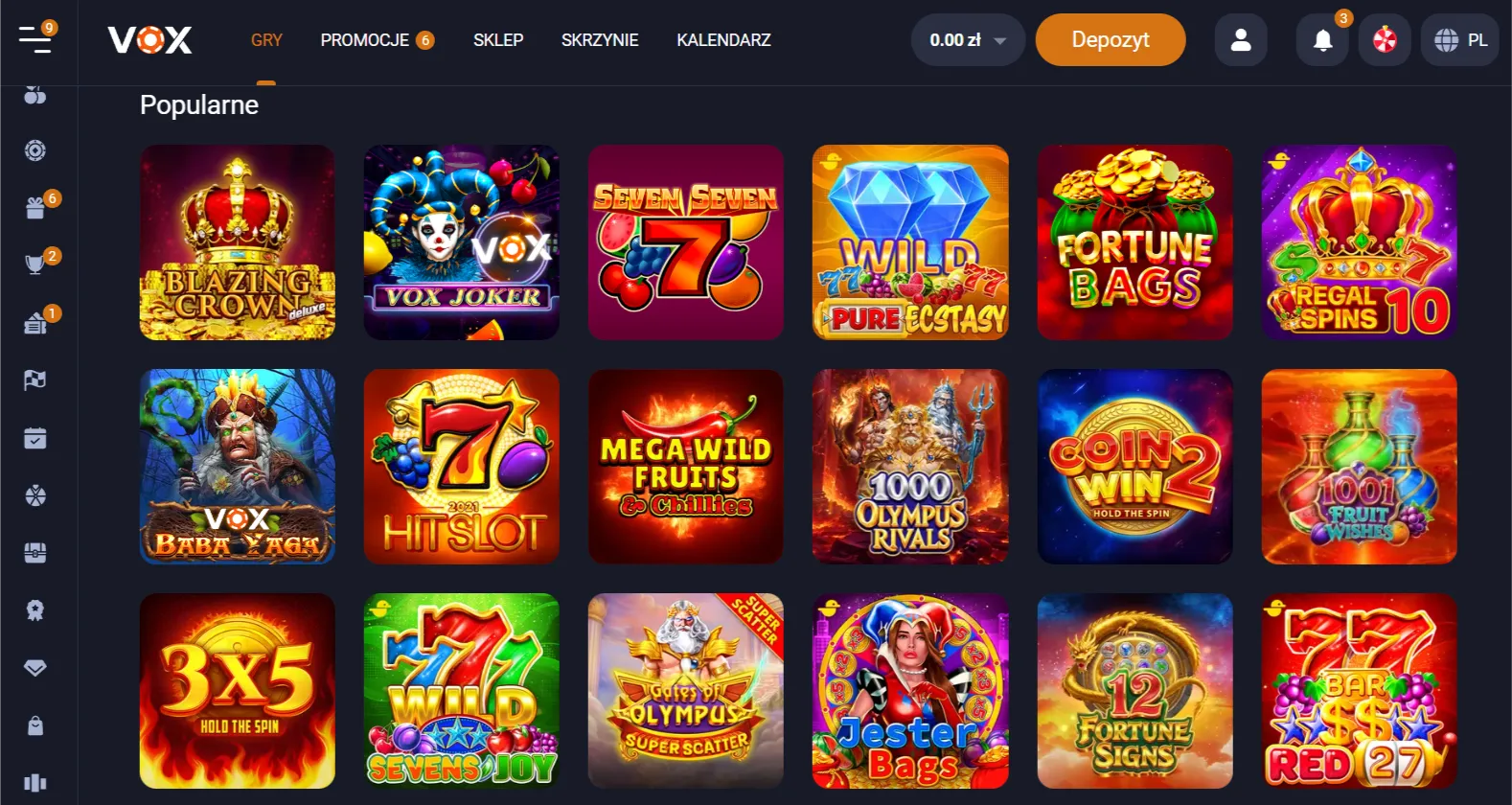 Bogata oferta gier w Vox Casino